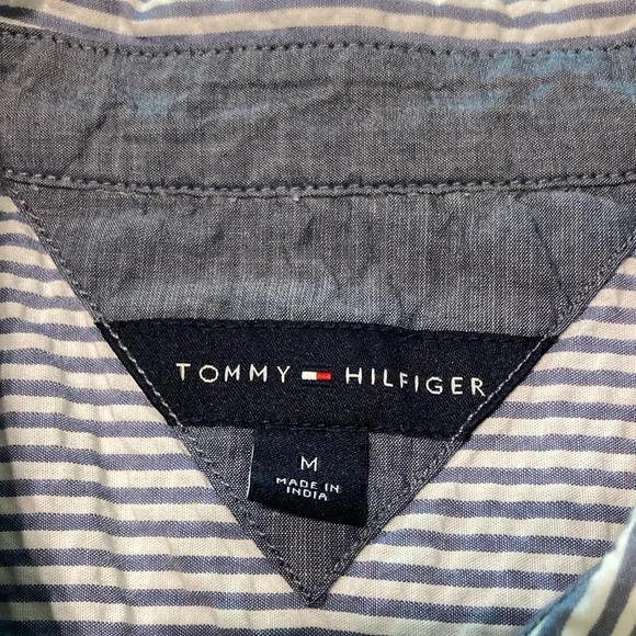 Tommy Hilfiger Blue and White Sleeveless Button Down Shirt - Picture 4 of 7